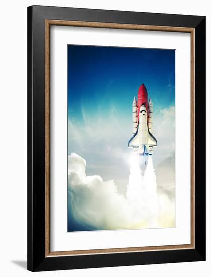 Space Shuttle Taking Off-null-Framed Art Print