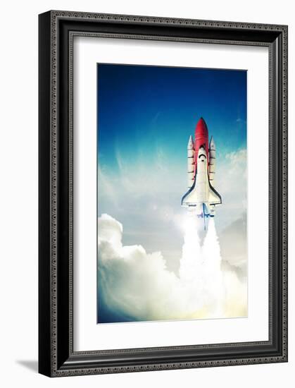 Space Shuttle Taking Off-null-Framed Art Print