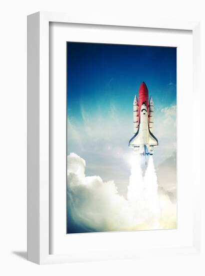 Space Shuttle Taking Off-null-Framed Art Print