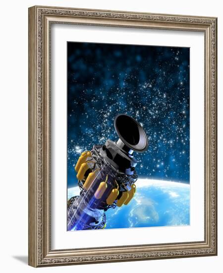 Space Station Orbiting Earth, Artwork-Victor Habbick-Framed Photographic Print