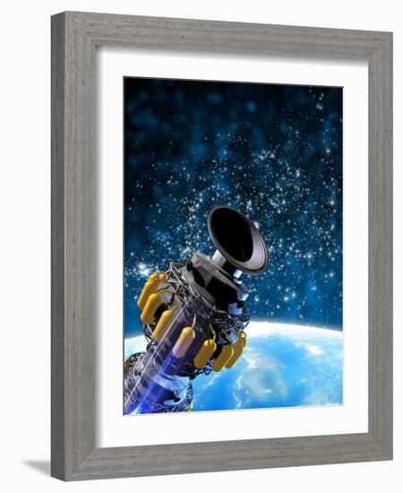 Space Station Orbiting Earth, Artwork-Victor Habbick-Framed Photographic Print