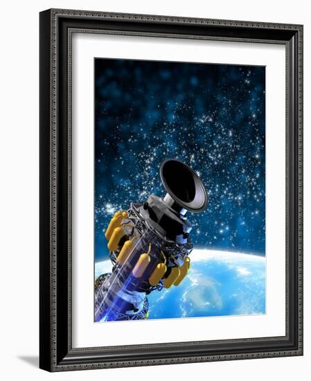 Space Station Orbiting Earth, Artwork-Victor Habbick-Framed Photographic Print