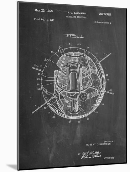 Space Station Satellite Patent-null-Mounted Art Print