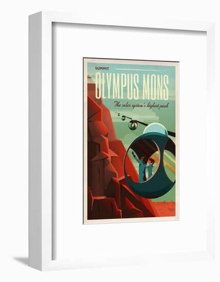 Space X Mars Tourism Poster for Olympus Mons-Vintage Reproduction-Framed Art Print