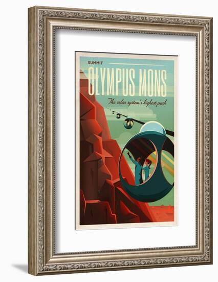 Space X Mars Tourism Poster for Olympus Mons-Vintage Reproduction-Framed Art Print