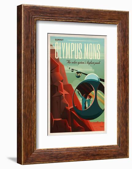 Space X Mars Tourism Poster for Olympus Mons-Vintage Reproduction-Framed Art Print