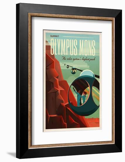 Space X Mars Tourism Poster for Olympus Mons-Vintage Reproduction-Framed Art Print