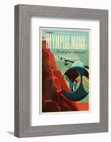 Space X Mars Tourism Poster for Olympus Mons-Vintage Reproduction-Framed Art Print