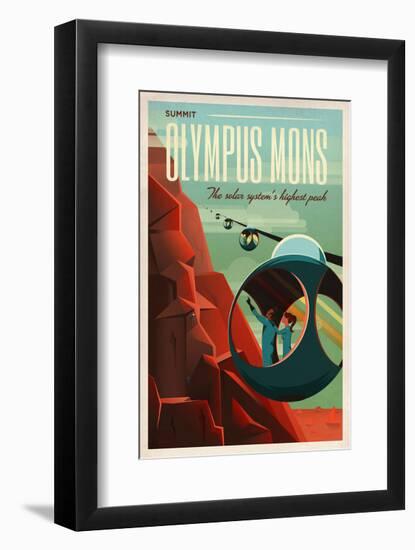 Space X Mars Tourism Poster for Olympus Mons-Vintage Reproduction-Framed Art Print