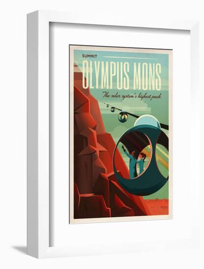 Space X Mars Tourism Poster for Olympus Mons-Vintage Reproduction-Framed Art Print