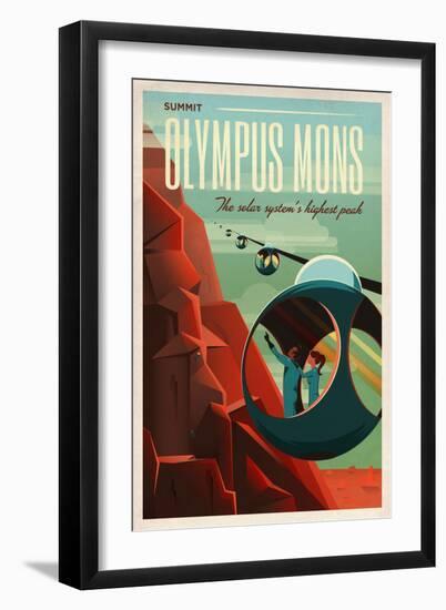 Space X Mars Tourism Poster for Olympus Mons-Vintage Reproduction-Framed Art Print
