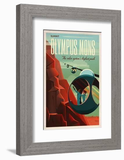 Space X Mars Tourism Poster for Olympus Mons-Vintage Reproduction-Framed Giclee Print