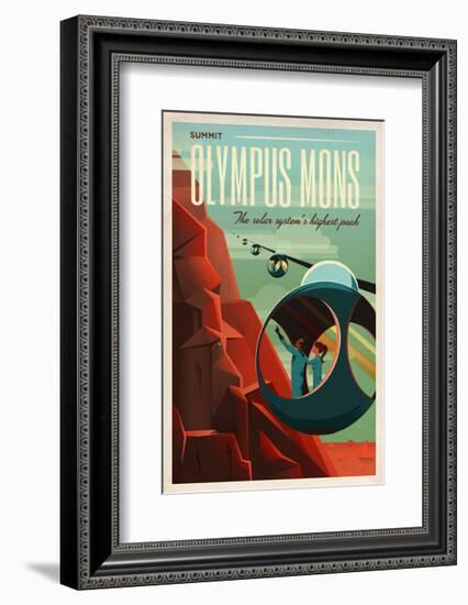 Space X Mars Tourism Poster for Olympus Mons-Vintage Reproduction-Framed Giclee Print