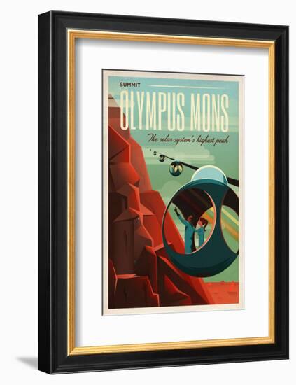 Space X Mars Tourism Poster for Olympus Mons-Vintage Reproduction-Framed Giclee Print