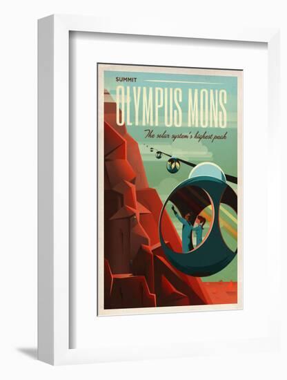 Space X Mars Tourism Poster for Olympus Mons-Vintage Reproduction-Framed Giclee Print