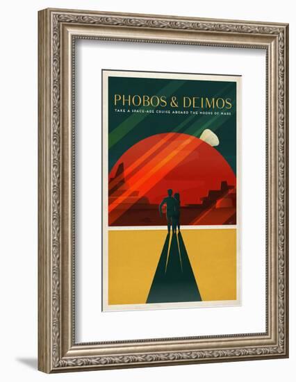 Space X Mars Tourism Poster for Phobos and Deimos-Vintage Reproduction-Framed Art Print
