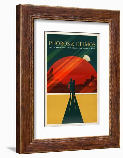 Space X Mars Tourism Poster for Phobos and Deimos-Vintage Reproduction-Framed Art Print