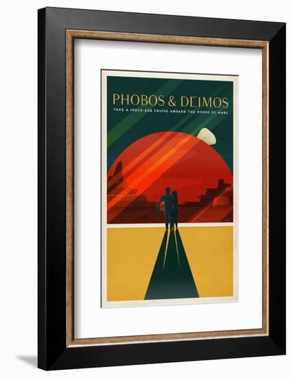 Space X Mars Tourism Poster for Phobos and Deimos-Vintage Reproduction-Framed Art Print