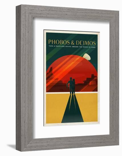 Space X Mars Tourism Poster for Phobos and Deimos-Vintage Reproduction-Framed Art Print