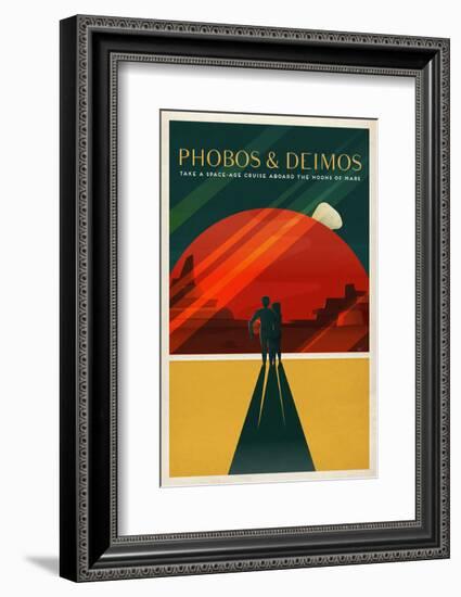 Space X Mars Tourism Poster for Phobos and Deimos-Vintage Reproduction-Framed Art Print