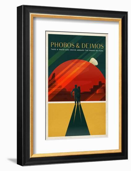 Space X Mars Tourism Poster for Phobos and Deimos-Vintage Reproduction-Framed Art Print