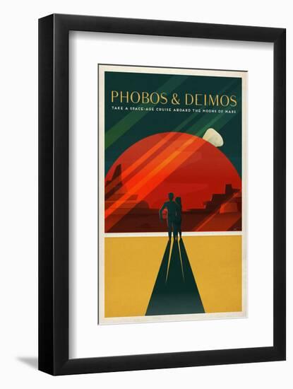 Space X Mars Tourism Poster for Phobos and Deimos-Vintage Reproduction-Framed Art Print