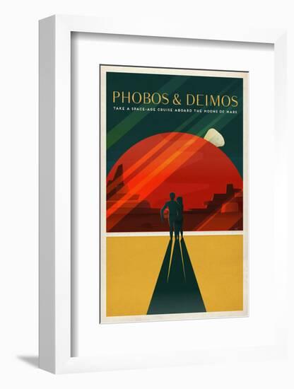 Space X Mars Tourism Poster for Phobos and Deimos-Vintage Reproduction-Framed Art Print