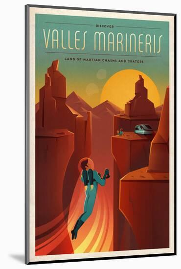 Space X Mars Tourism Poster for Valles Marineris-Vintage Reproduction-Mounted Giclee Print