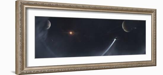 Spaceship Escaping from a Sun Which Is About to Implode-Stocktrek Images-Framed Photographic Print