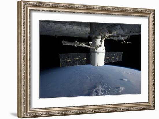 Spacex Dragon During its Docking with the International Space Station-null-Framed Photographic Print