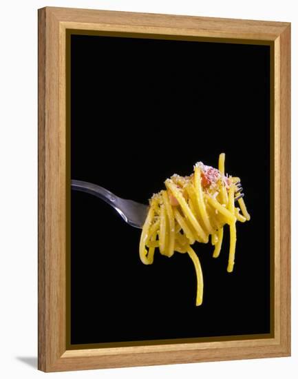 Spaghetti Alla Carbonara, Italian Pasta Dish Based on Eggs, Cheese, Bacon and Black Pepper, Italy-Nico Tondini-Framed Premier Image Canvas