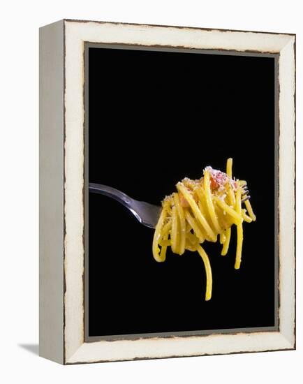 Spaghetti Alla Carbonara, Italian Pasta Dish Based on Eggs, Cheese, Bacon and Black Pepper, Italy-Nico Tondini-Framed Premier Image Canvas