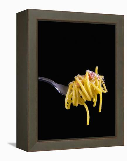 Spaghetti Alla Carbonara, Italian Pasta Dish Based on Eggs, Cheese, Bacon and Black Pepper, Italy-Nico Tondini-Framed Premier Image Canvas