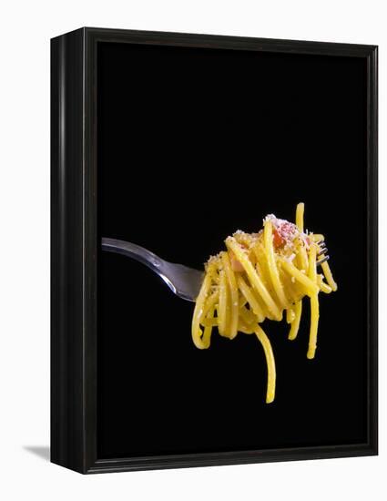 Spaghetti Alla Carbonara, Italian Pasta Dish Based on Eggs, Cheese, Bacon and Black Pepper, Italy-Nico Tondini-Framed Premier Image Canvas