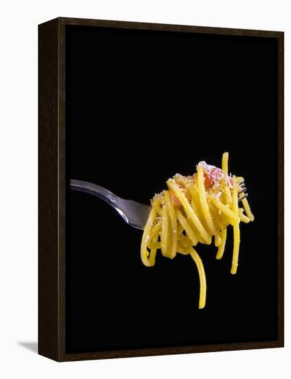 Spaghetti Alla Carbonara, Italian Pasta Dish Based on Eggs, Cheese, Bacon and Black Pepper, Italy-Nico Tondini-Framed Premier Image Canvas