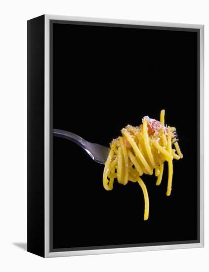 Spaghetti Alla Carbonara, Italian Pasta Dish Based on Eggs, Cheese, Bacon and Black Pepper, Italy-Nico Tondini-Framed Premier Image Canvas