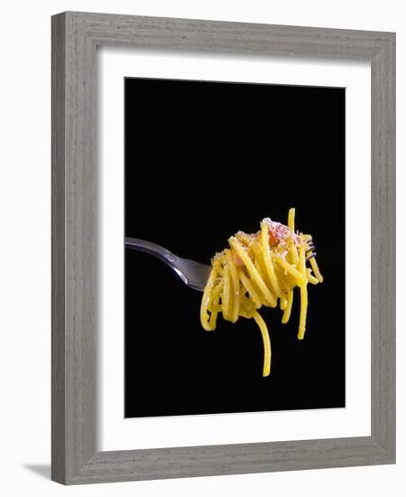 Spaghetti Alla Carbonara, Italian Pasta Dish Based on Eggs, Cheese, Bacon and Black Pepper, Italy-Nico Tondini-Framed Photographic Print