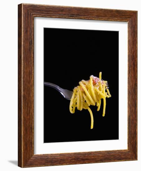 Spaghetti Alla Carbonara, Italian Pasta Dish Based on Eggs, Cheese, Bacon and Black Pepper, Italy-Nico Tondini-Framed Photographic Print