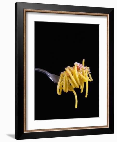 Spaghetti Alla Carbonara, Italian Pasta Dish Based on Eggs, Cheese, Bacon and Black Pepper, Italy-Nico Tondini-Framed Photographic Print