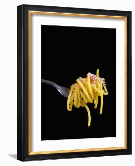 Spaghetti Alla Carbonara, Italian Pasta Dish Based on Eggs, Cheese, Bacon and Black Pepper, Italy-Nico Tondini-Framed Photographic Print