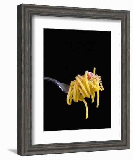 Spaghetti Alla Carbonara, Italian Pasta Dish Based on Eggs, Cheese, Bacon and Black Pepper, Italy-Nico Tondini-Framed Photographic Print