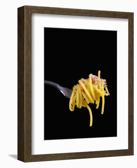 Spaghetti Alla Carbonara, Italian Pasta Dish Based on Eggs, Cheese, Bacon and Black Pepper, Italy-Nico Tondini-Framed Photographic Print
