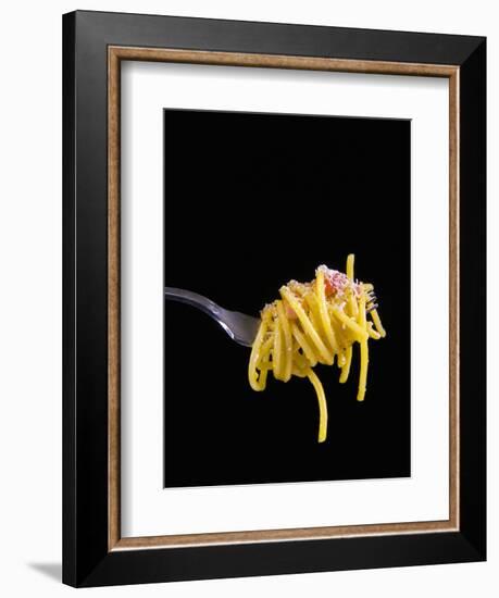 Spaghetti Alla Carbonara, Italian Pasta Dish Based on Eggs, Cheese, Bacon and Black Pepper, Italy-Nico Tondini-Framed Photographic Print