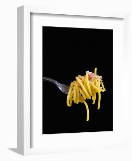 Spaghetti Alla Carbonara, Italian Pasta Dish Based on Eggs, Cheese, Bacon and Black Pepper, Italy-Nico Tondini-Framed Photographic Print