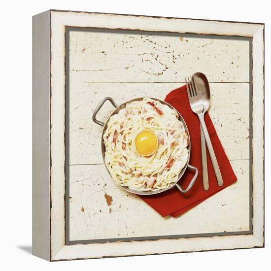 Spaghetti Carbonara with Egg-Thomas Dhellemmes-Framed Premier Image Canvas
