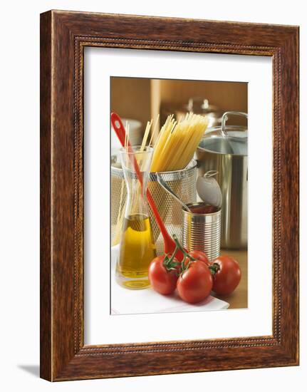 Spaghetti, Tomatoes, Oil and Pan-Foodcollection-Framed Photographic Print