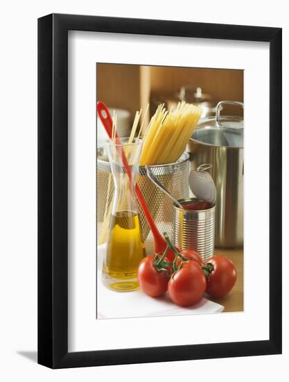 Spaghetti, Tomatoes, Oil and Pan-Foodcollection-Framed Photographic Print