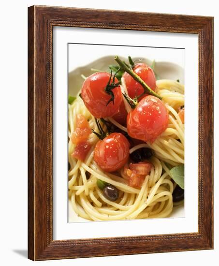 Spaghetti with Cherry Tomatoes and Olives-null-Framed Photographic Print