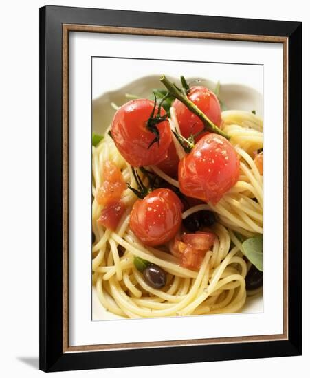 Spaghetti with Cherry Tomatoes and Olives-null-Framed Photographic Print