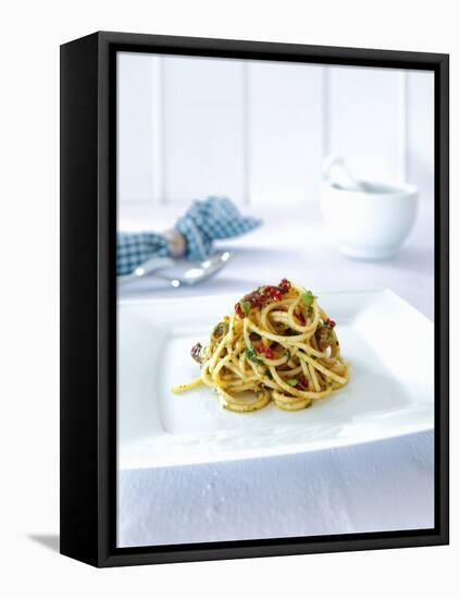 Spaghetti with Dried Tomatoes, Herbs and Olives-Daniel Reiter-Framed Premier Image Canvas